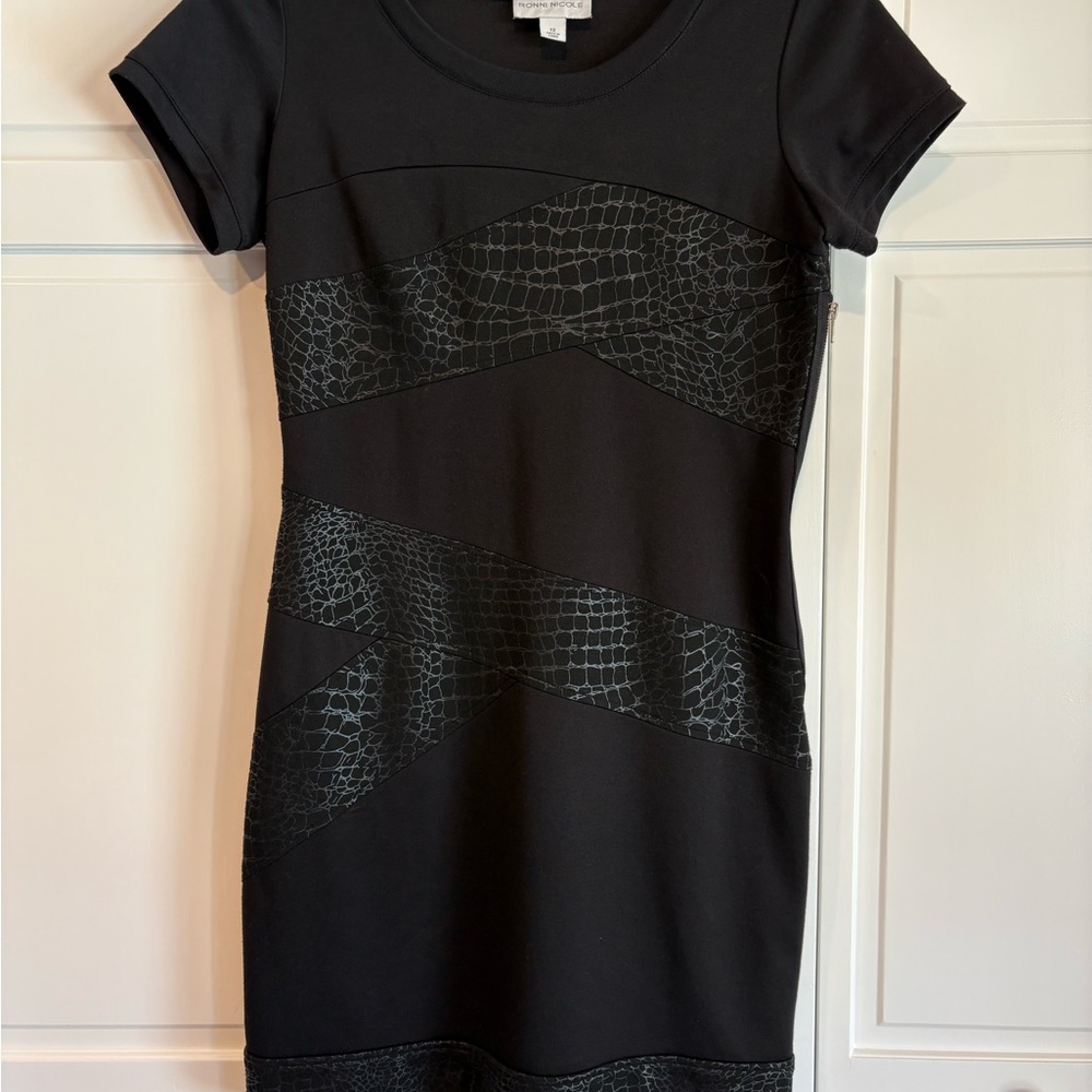 Ronni Nicole Black Textured Mini Dress